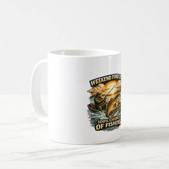 Mug T-shirt drôle de pêche – Prévisions de week-end 10 (Devant gauche)