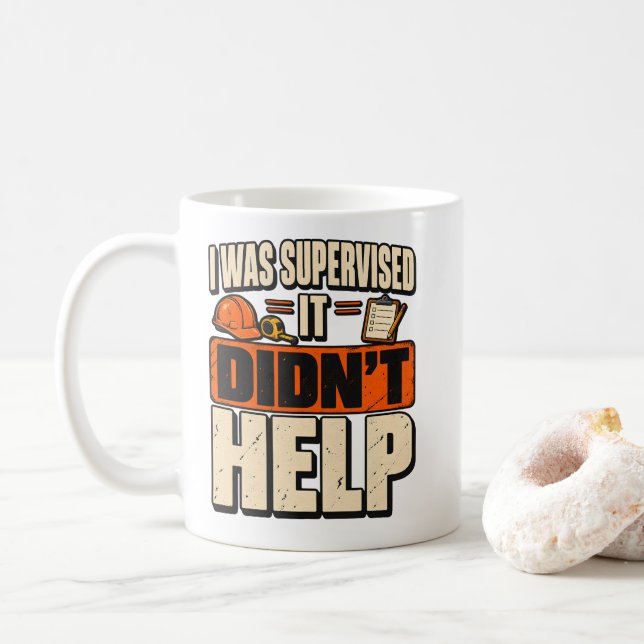 Mug T-shirt drôle de superviseur de construction (Avec donut)