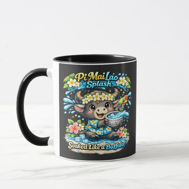 Mug T-shirt drôle Pi Mai Lao éclaboussé comme un buffl (Gauche)
