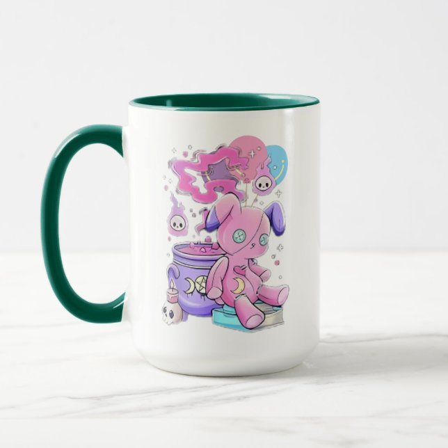 Mug T-shirt esthétique déplaisant Éffrayant mignon gra (Gauche)