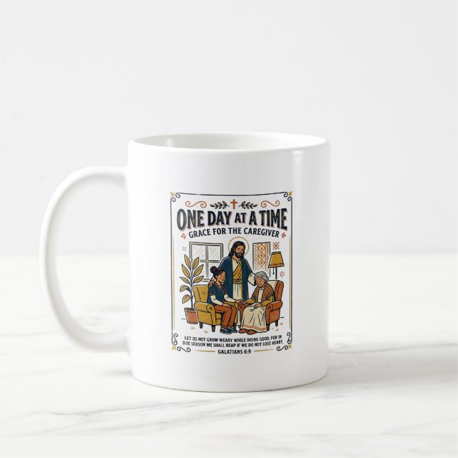 Mug T-shirt graphique Jésus Soignant Parents Âgés Chri (Gauche)