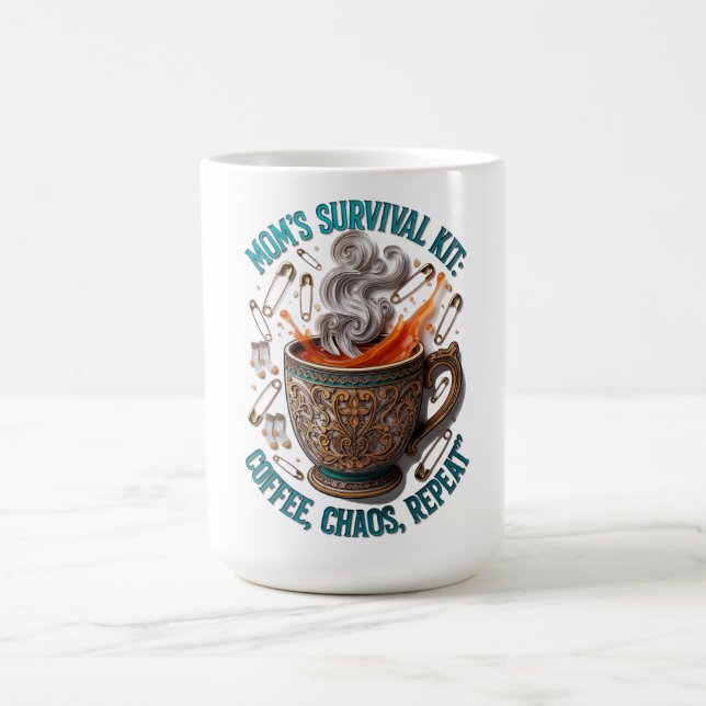 Mug T-shirt Kit de Survie Maman | Café Chaos Répéter D (Centre)