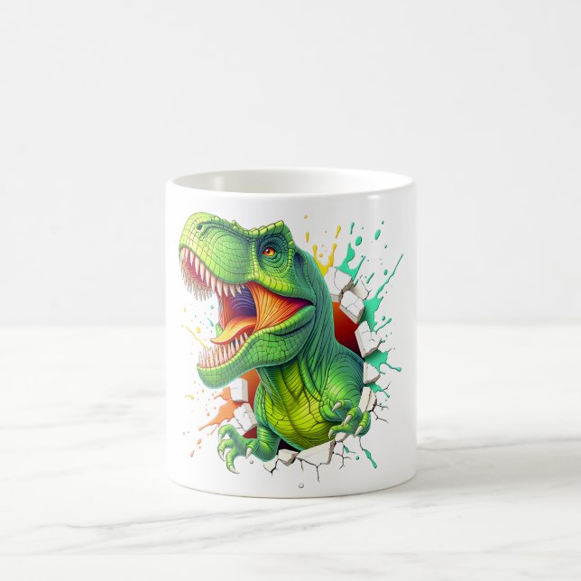Mug T-shirt pour garçons avec dinosaure T-Rex 3D (Centre)