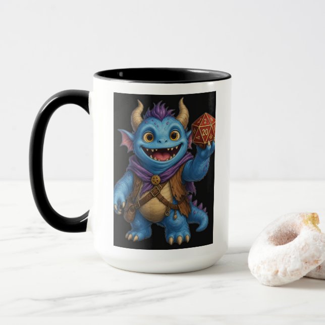 Mug T-shirt représentant un mignon monstre de fantaisi (Avec donut)