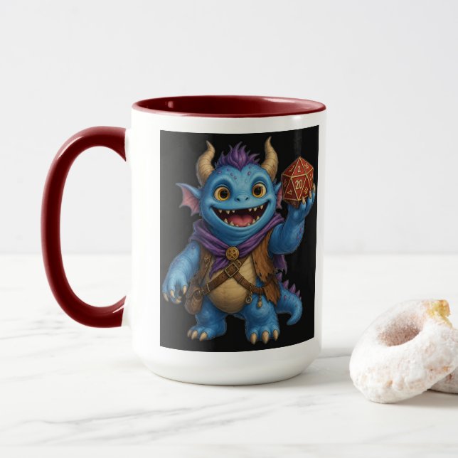 Mug T-shirt représentant un mignon monstre de fantasy  (Avec donut)