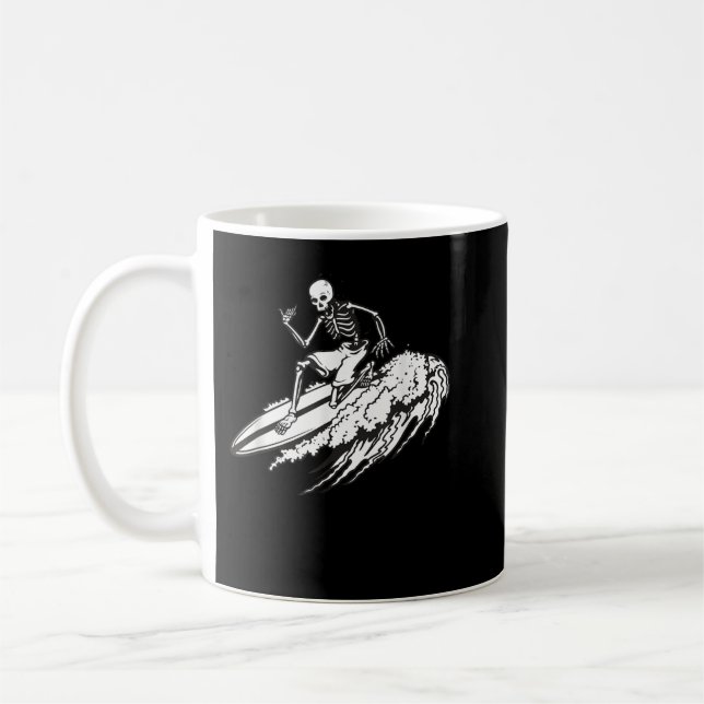 Mug T-shirt Skeleton Surf Surfing (Gauche)
