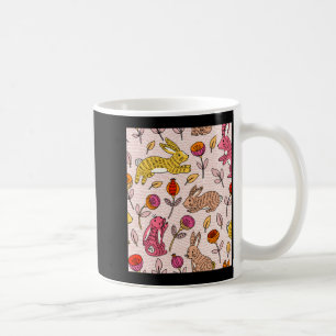 Mug T shirt vintage floral lapins colorés mignons 
