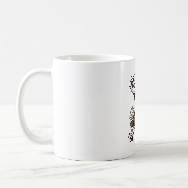 Mug T-shirt vintage vache Highland paresseuse économe  (Gauche)