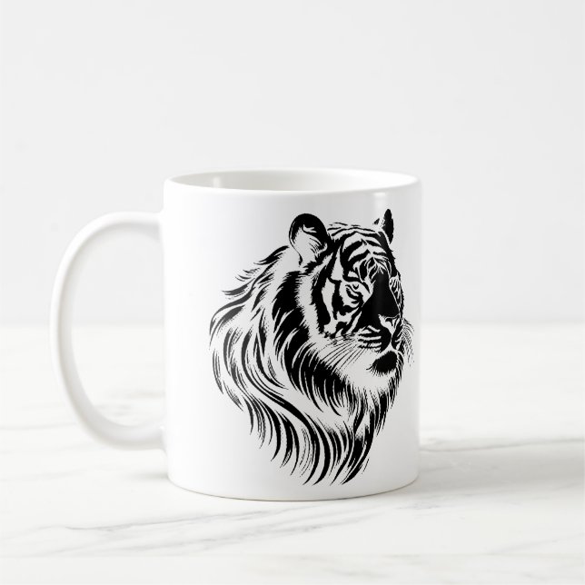 Mug T-Shirt visage de tigre à fond transparent (Gauche)