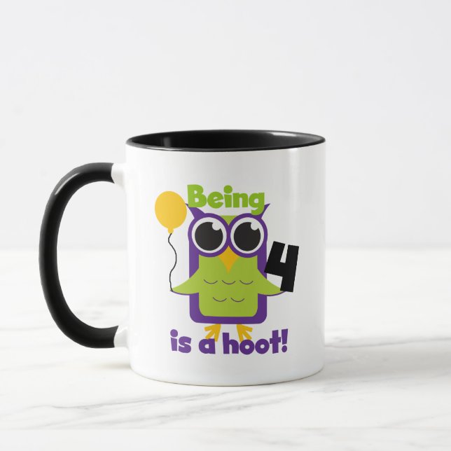 Mug T-shirts et cadeaux 4e anniversaire de Hoot Owl (Gauche)