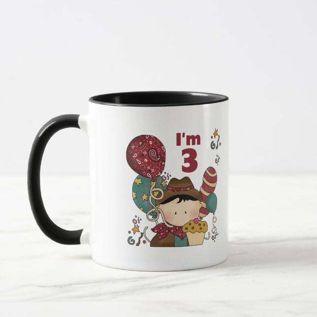 Mug T-shirts et cadeaux Cowboy 3e anniversaire (Gauche)