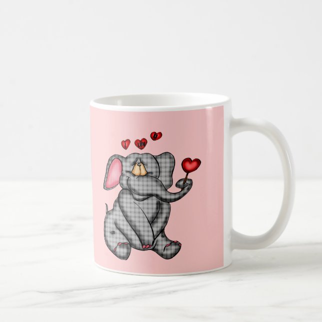 Mug T-shirts et cadeaux de Valentine d'éléphant (Droite)