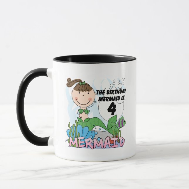 Mug T-shirts et cadeaux Mermaid 4th Birthday (Gauche)