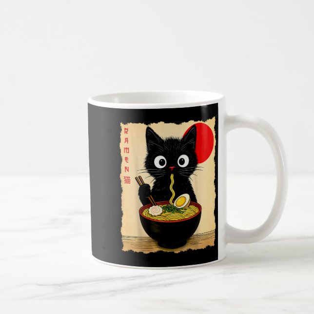 Mug T-shirts graphiques animés de chat de ramen japona (Droite)