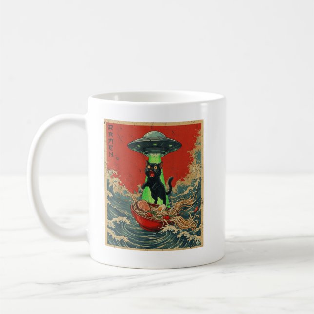 Mug T-shirts graphiques d'anime japonais Ramen de chat (Gauche)