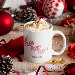 Mug T typographie drôle rouge rose Hohoho Joyeux Noel