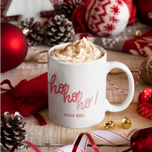 Mug T typographie drôle rouge rose Hohoho Joyeux Noel (Créateur téléchargé)
