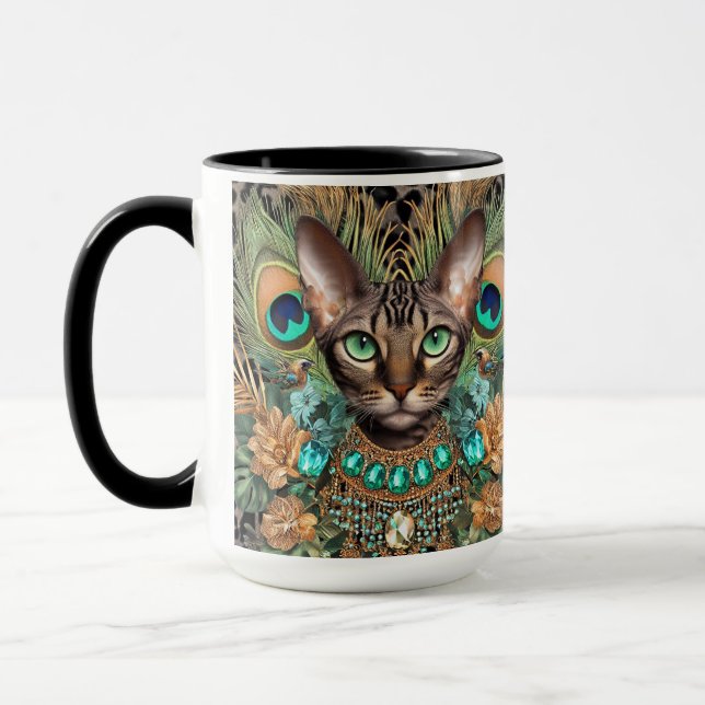Mug Tabby Bengal Chat Floral Art (Gauche)