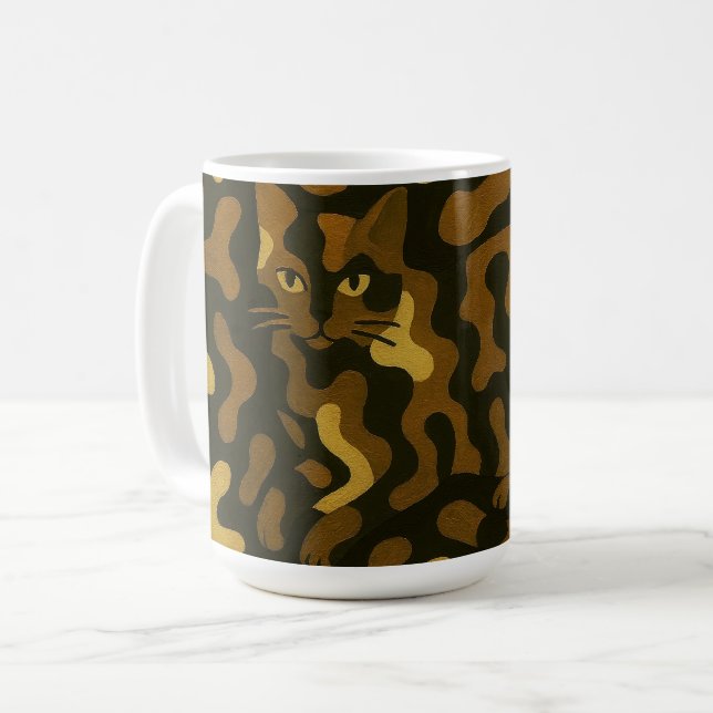 Mug Tabby Cat Camouflage Abstract Pattern (Devant gauche)