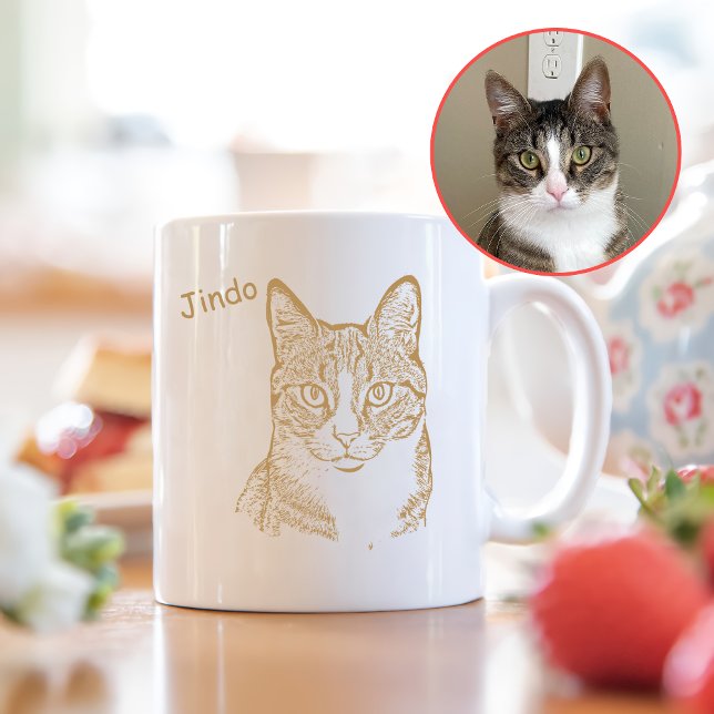 Mug Tabby Cat Dessin main personnalisé (Créateur téléchargé)