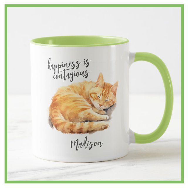 Mug Tabby Cat Happiness est contagieux Personnalisé (Créateur téléchargé)