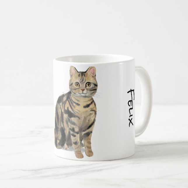 Mug Tabby Chat Brown à courte distance (Devant droit)