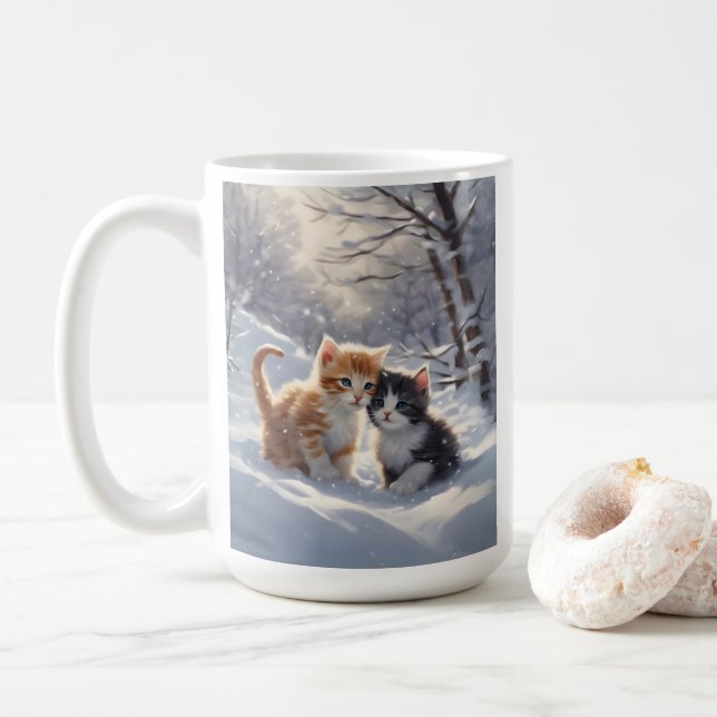 Mug Tabby gris orange et chats blancs (Avec donut)