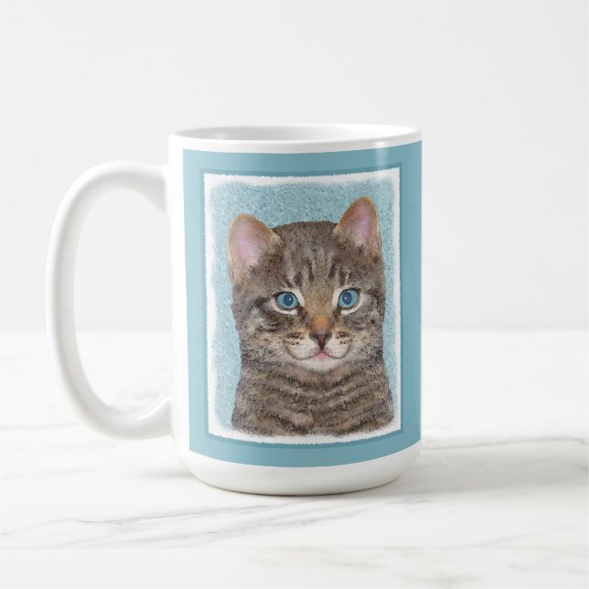 Mug Tabby Gris Peinture Chat - Cute Original Art Chat (Gauche)
