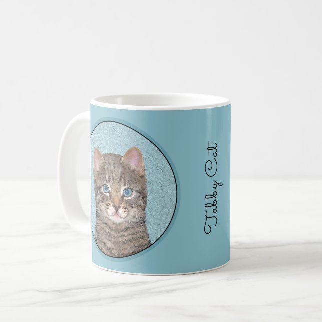 Mug Tabby Gris Peinture Chat - Cute Original Art Chat (Devant gauche)