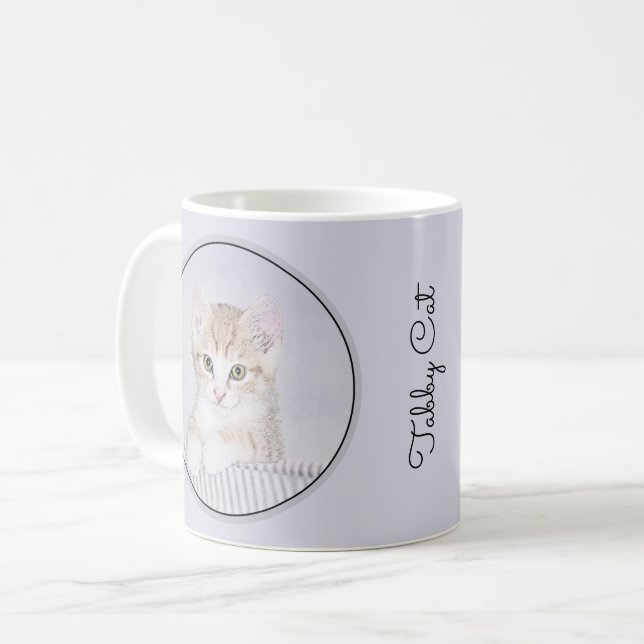 Mug Tabby Orange Kitten Peinture - Art Chat original (Devant gauche)