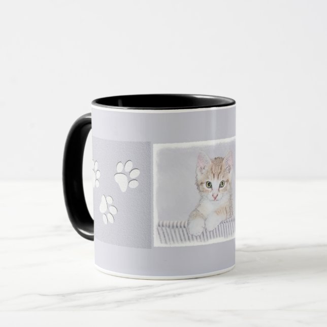 Mug Tabby Orange Kitten Peinture - Art Chat original (Devant gauche)