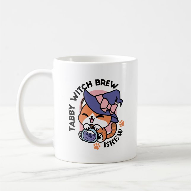 Mug Tabby Witch Brew – Joli design de chat d'Halloween (Gauche)
