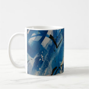 Mug Tableau abstrait bleu et blanc