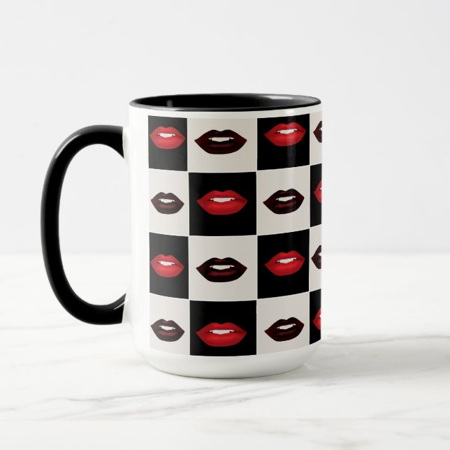 Mug Tableau de bord des vibes rétro | Lèvres rouges (Gauche)