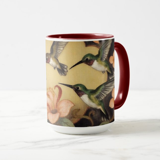 Mug tableau de colibri Art Nouveau (Devant droit)