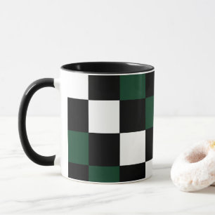Mug Tableau de contrôle blanc noir À damiers vert