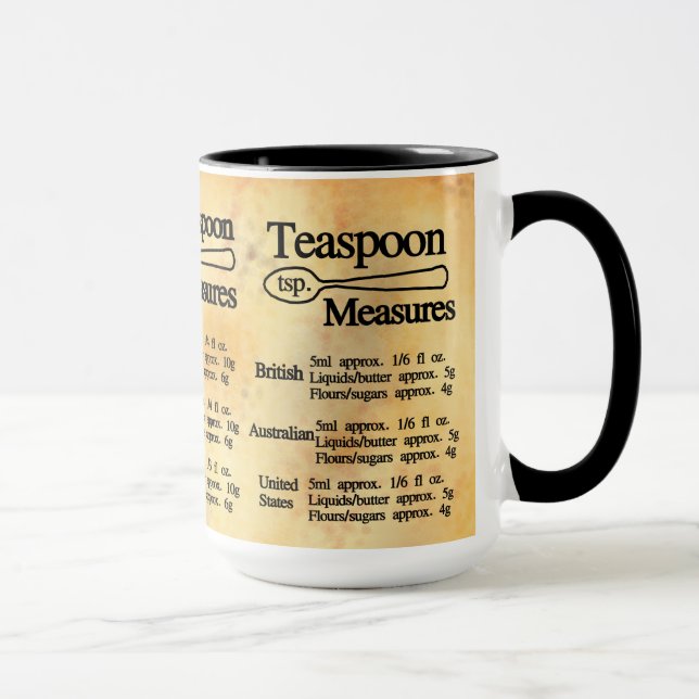 Mug Tableau de conversion de mesure de cuillère métriq (Droite)