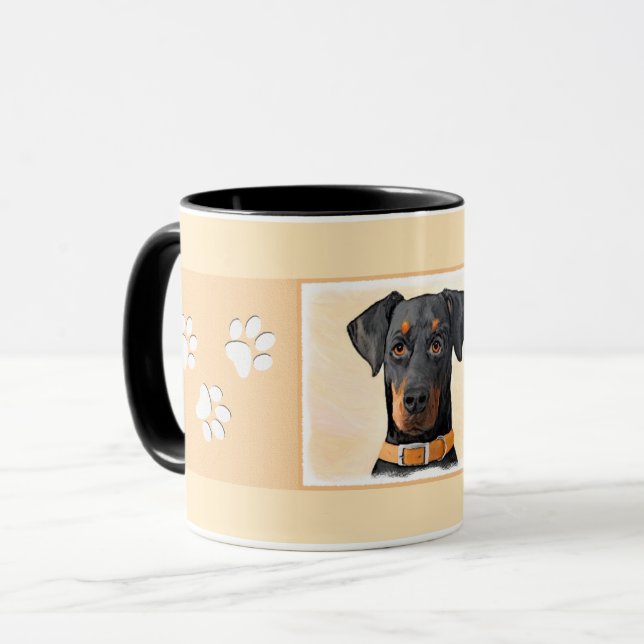 Mug Tableau de Doberman Pinscher non rogné, œuvre d'ar (Devant gauche)