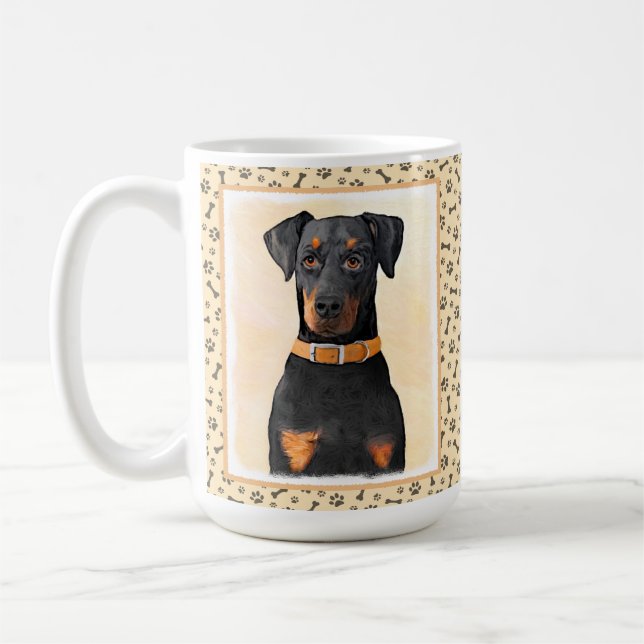 Mug Tableau Doberman Pinscher non rogné Art original (Gauche)