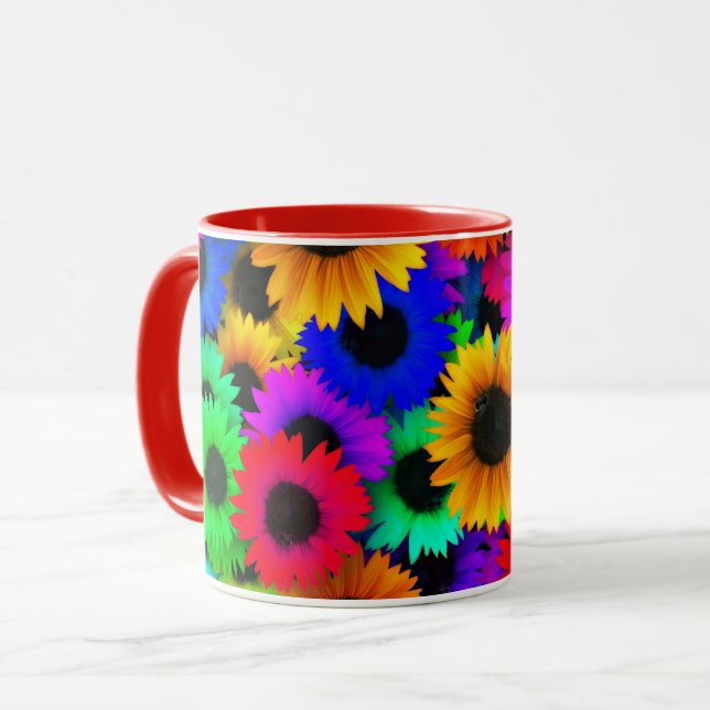 Mug Tableau joyeux de tournesols colorés (Devant gauche)