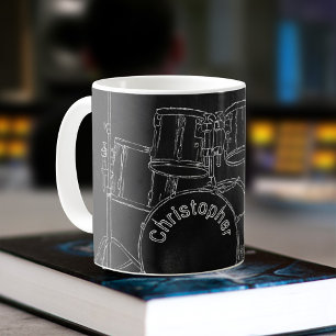 Mug Tableau noir Esquisse Art Jeu de tambours personna
