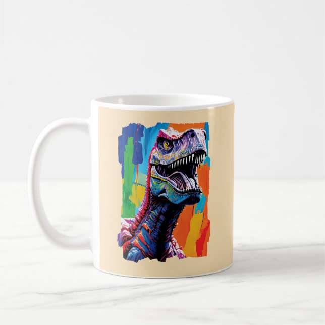 Mug Tableau Portrait D'Un Tyrannosaurus Rex | T-Rex (Gauche)