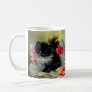 Mug Tableau vintage de chaton noir et blanc