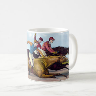 Mug Tableau vintage D'Une Scène De Course De Cheval, C