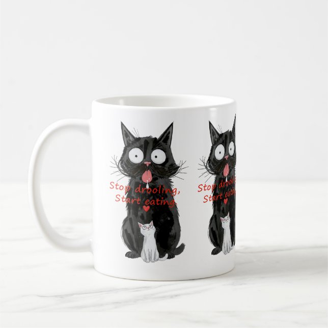 Mug Tabliers de chats noir et blanc drôles (Gauche)