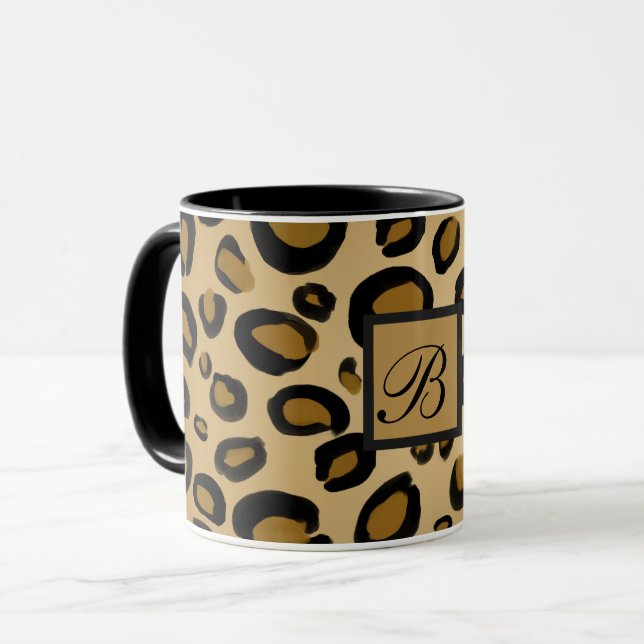 Mug Taches de léopard imprimé guépard peint or beige m (Devant gauche)