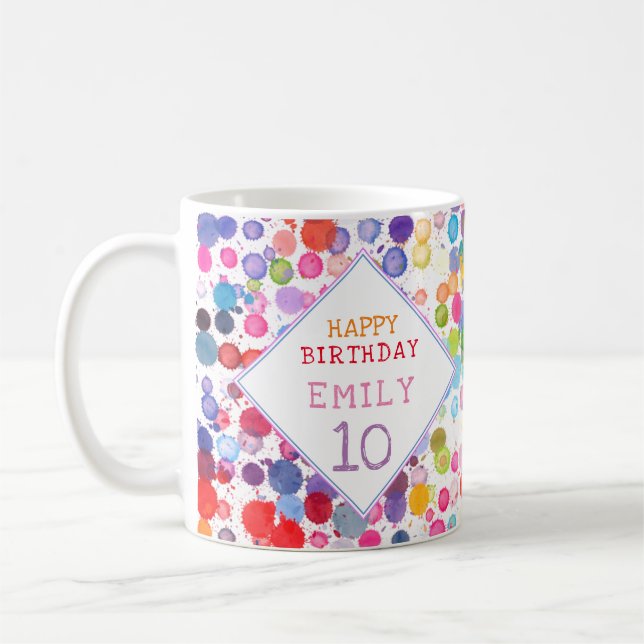 Mug Taches de peinture aquarelle colorées amusantes po (Gauche)