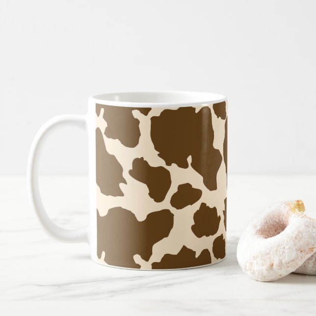 Mug Taches Marron Impression Vache Agriculteur Animaux (Avec donut)