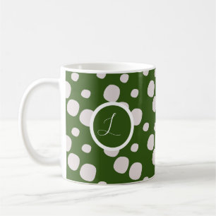 Mug Taches roses sur fond vert feuillu Initial