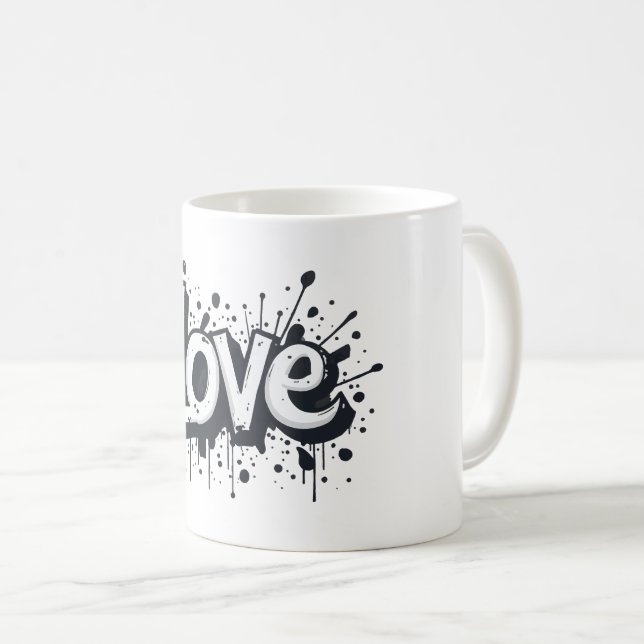 Mug Tag de l'amour monochrome (Devant droit)